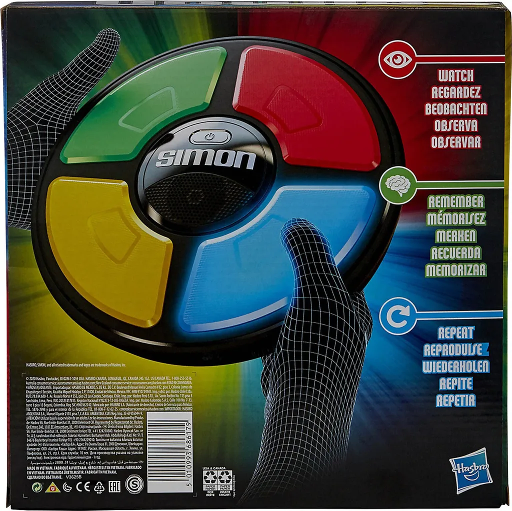 Hasbro Spiel, Elektronisches Merkspiel Für Kinder Ab 8 Jahren; Spiel Mit Lichtern Und Geräuschen, Klassisches Hasbro Spielprinzip, E93835L0, Mehrfarbig 3 Hasbro Spiel, Elektronisches Merkspiel Für Kinder Ab 8 Jahren; Spiel Mit Lichtern Und Geräuschen, Klassisches Hasbro Spielprinzip, E93835L0, Mehrfarbig – Bild 3